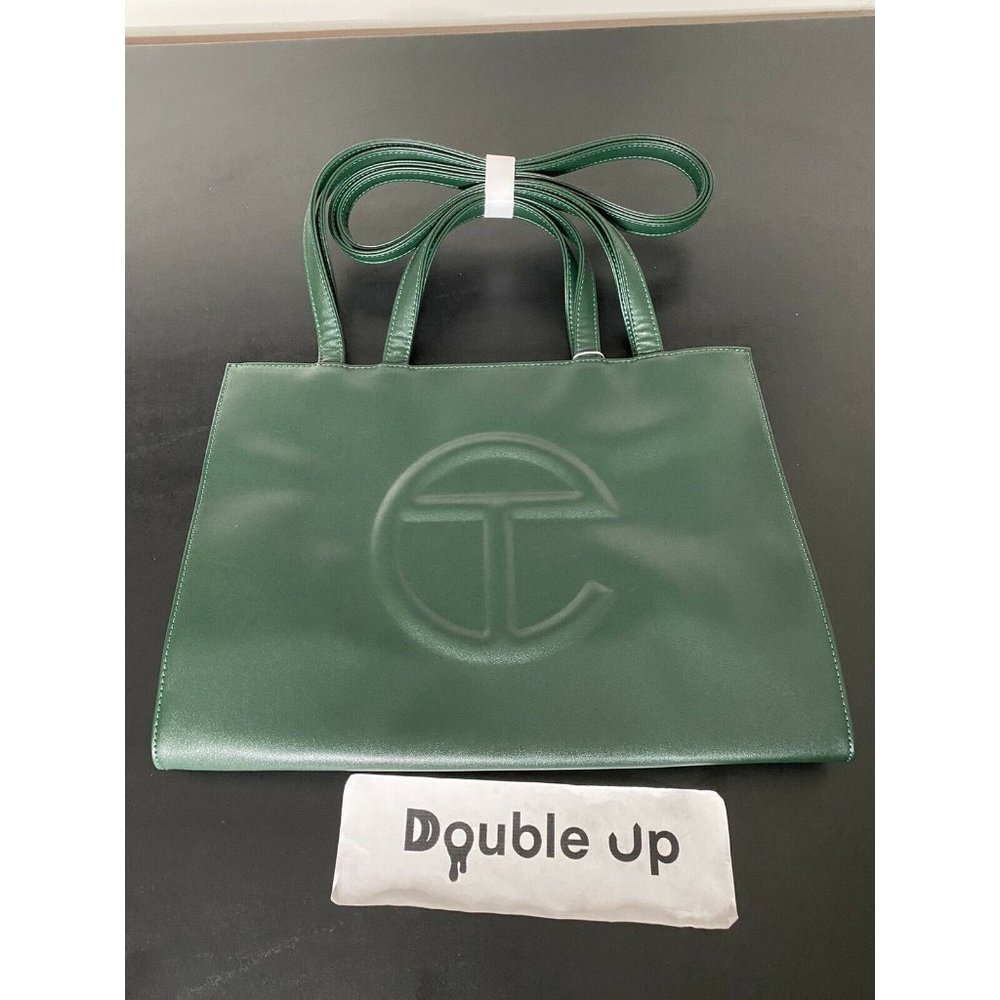 TELFAR Shopping Bag Medium Dark Olive Vegan Leather New Authentic Green